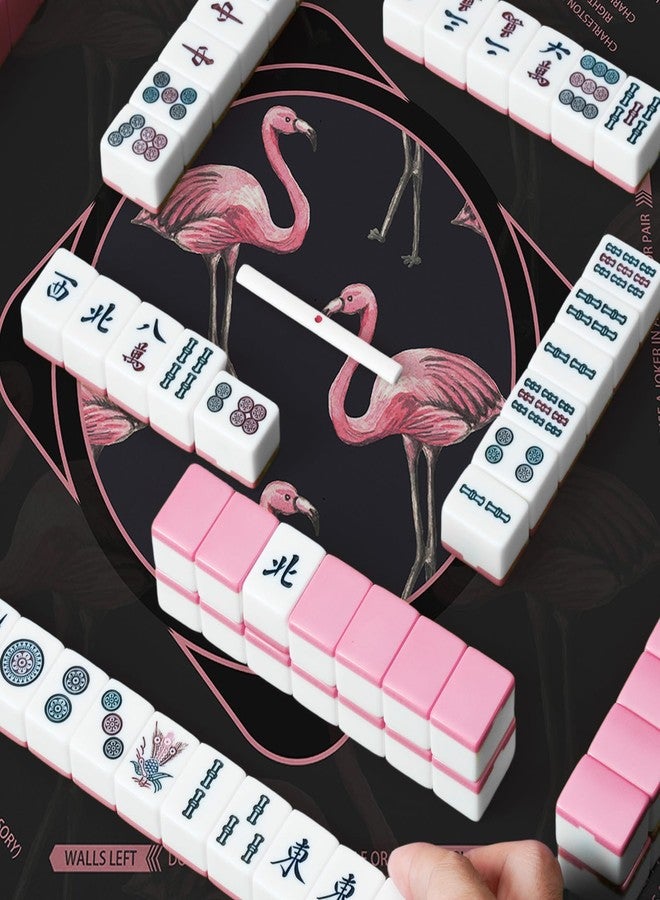 molovsiny Mahjong Mat 31.5 Inch Square - Non-Slip Durable Table Cover for Mahjong/Card/Domino Games, Rolled Shipping with Storage Pockets & Noise Reduction, Premium Gift for Women(Pink Stance) - Image 4